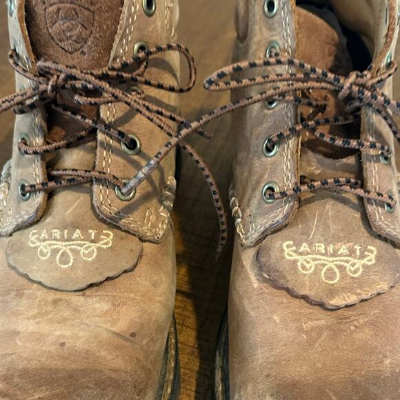 Ariat Canyon Western Boots Women's Sz 6.5B Tan Leather Lace Up Casual Round Toe - Picture 6 of 10